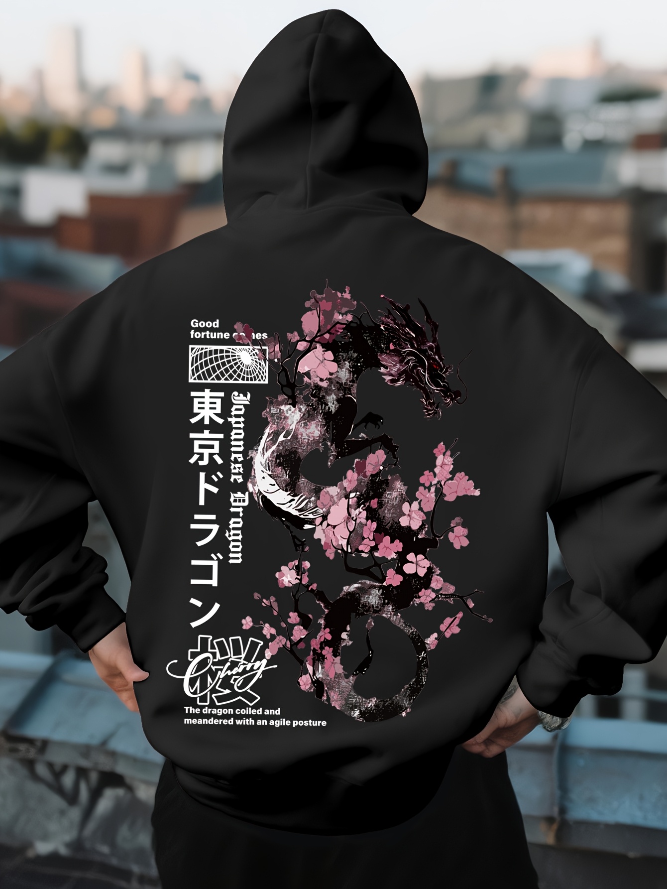 Street Fashion Asian Men - Hoodie Masculino Hip Hop com Estampa