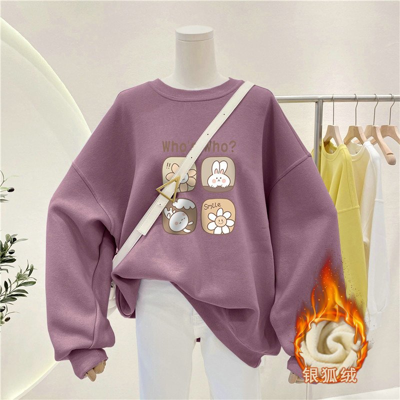 Moletom Feminino Estilo Casual - Oversized Crewneck Fleece avaliação e preço