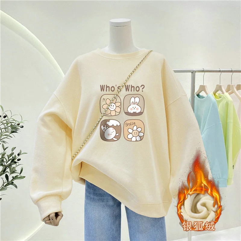 Moletom Feminino Estilo Casual - Oversized Crewneck Fleece avaliação e preço