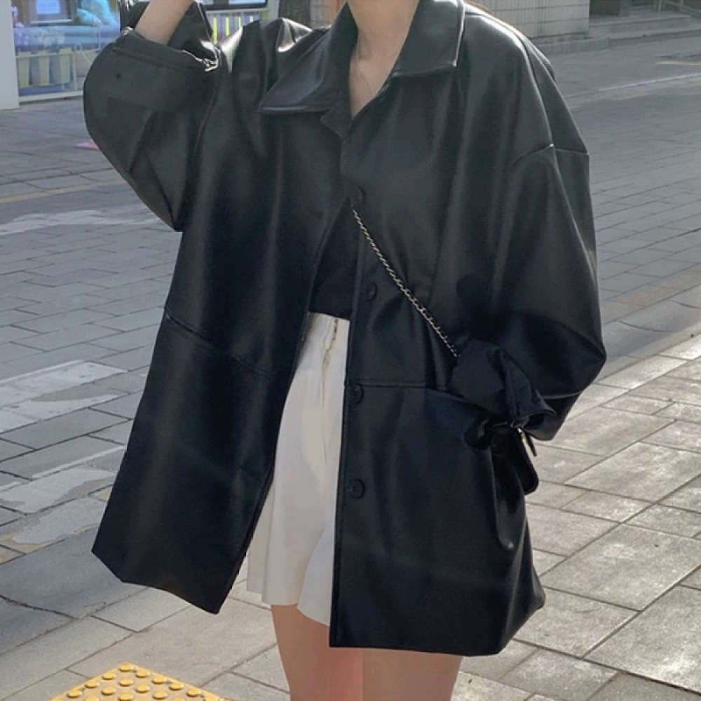 Jaqueta Feminina de Couro Sint - Korean Street Fashion Female avaliação e preço