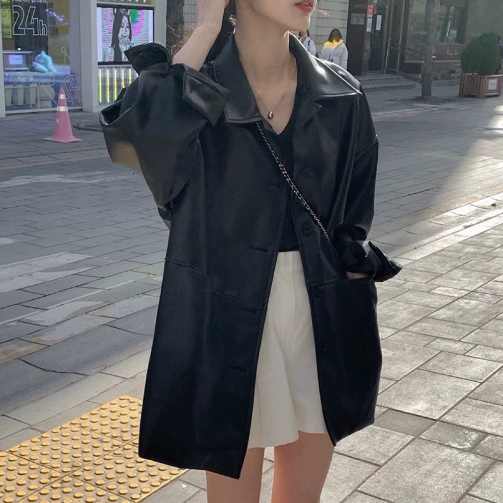 Jaqueta Feminina de Couro Sint - Korean Street Fashion Female avaliação e preço