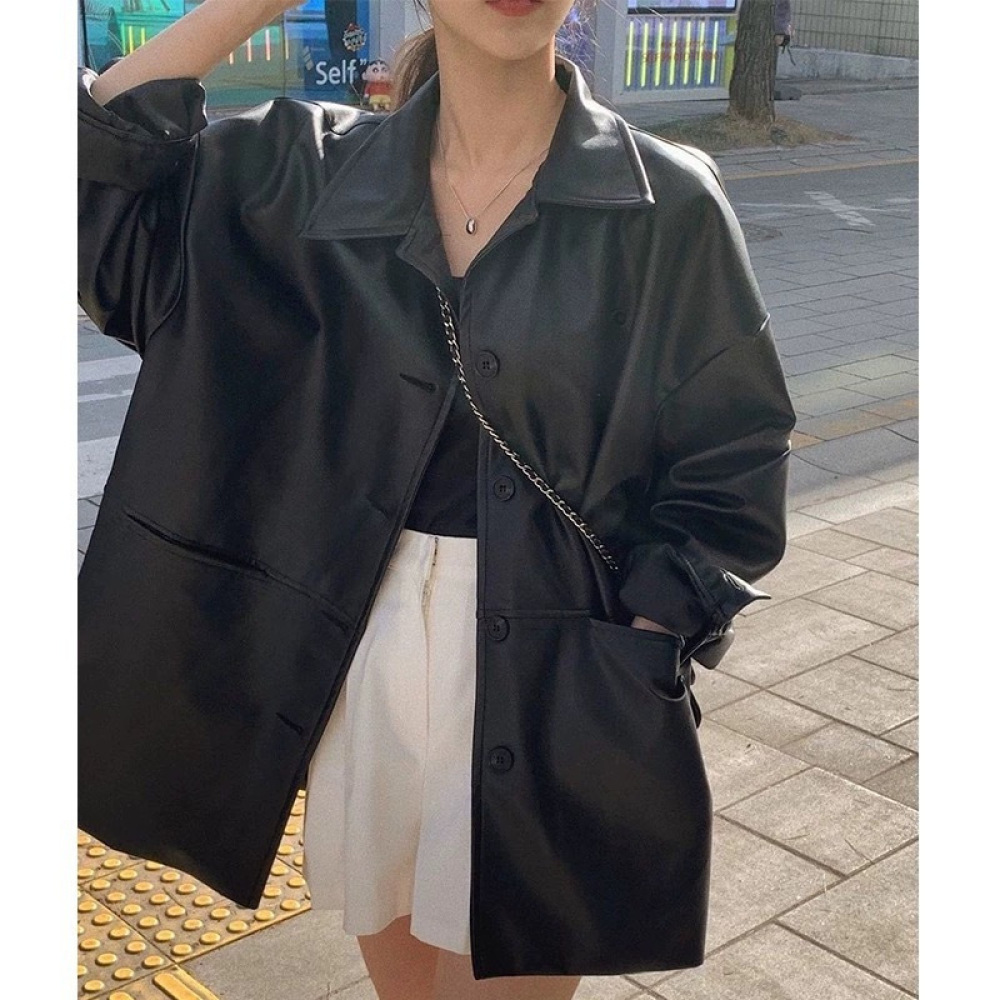 Jaqueta Feminina de Couro Sint - Korean Street Fashion Female avaliação e preço