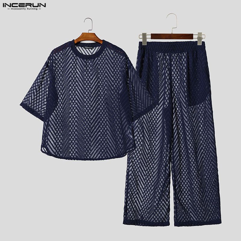 Conjuntos Masculinos INCERUN:  - Street Fashion Tshirt avaliação e preço