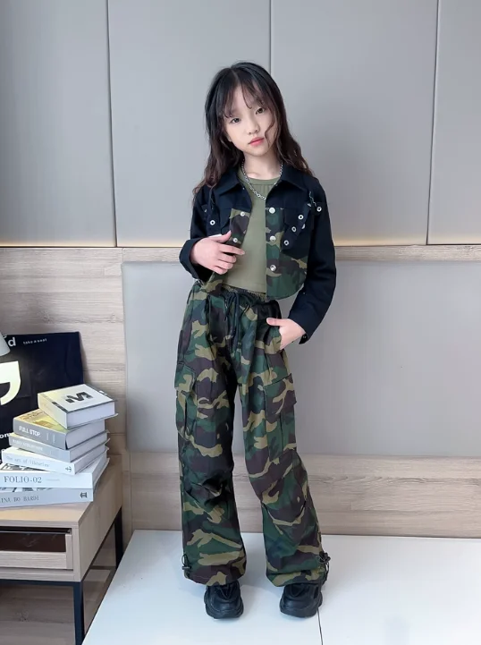 Conjunto de Hip Hop Camuflado  - Street Fashion Kpop avaliação e preço
