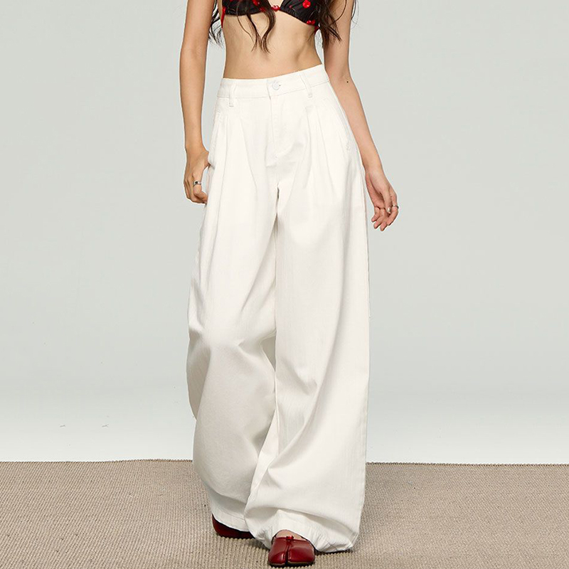 Coreano branco solto perna ret - Korean Street Fashion Female avaliação e preço