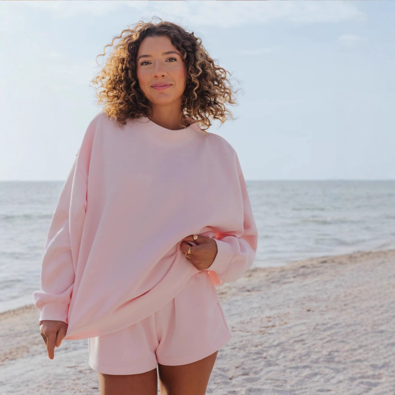 Conjunto de Moletom Feminino e - Oversized Crewneck Fleece avaliação e preço