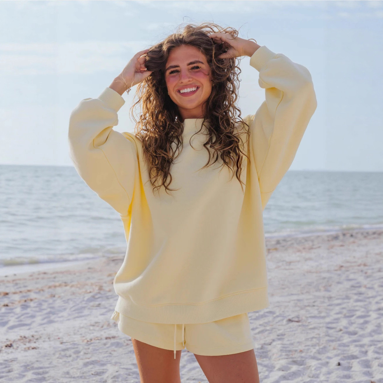 Conjunto de Moletom Feminino e - Oversized Crewneck Fleece avaliação e preço