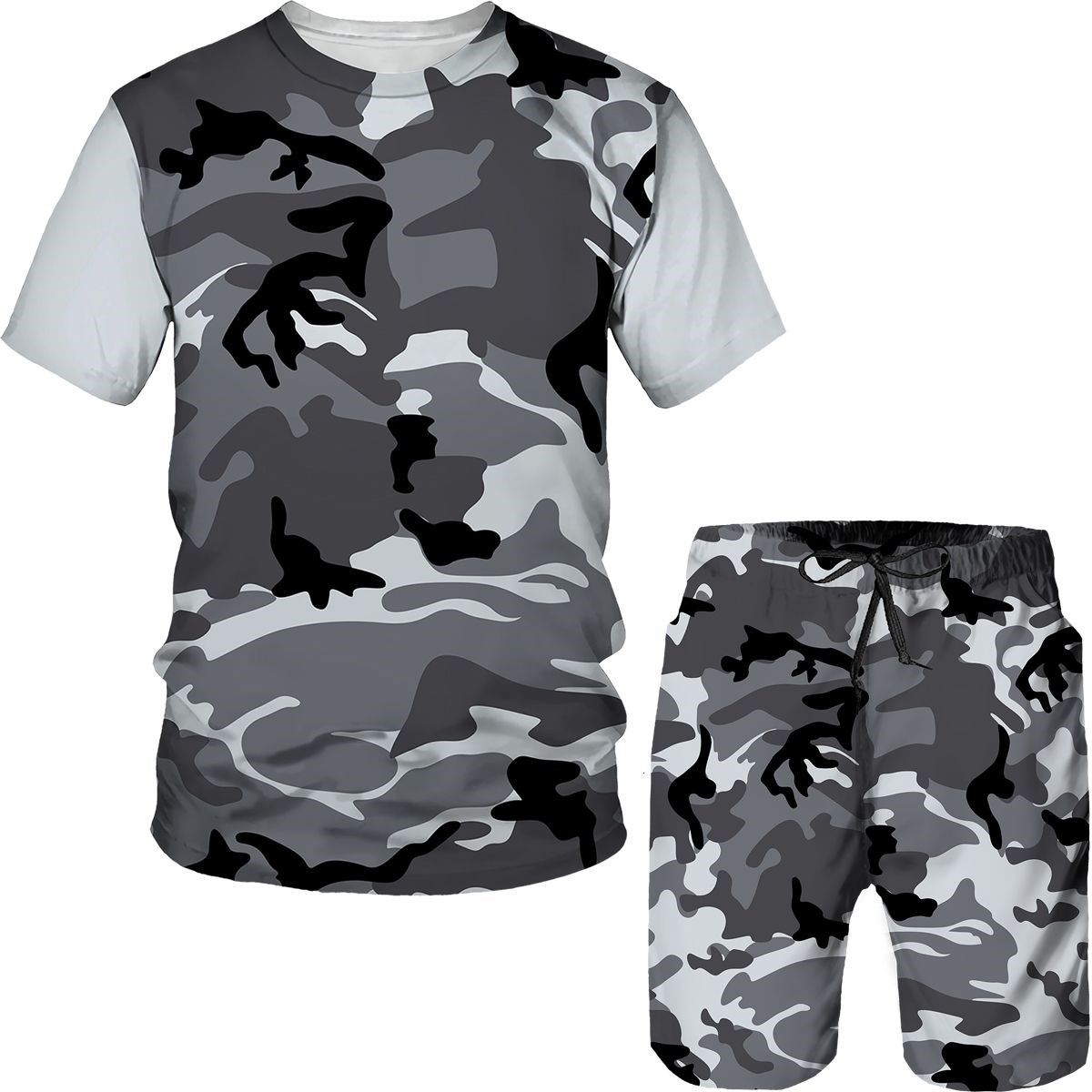 Conjuntos de Camuflagem Mascul - Street Fashion Tshirt avaliação e preço