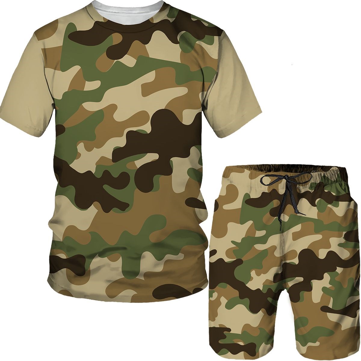 Conjuntos de Camuflagem Mascul - Street Fashion Tshirt avaliação e preço