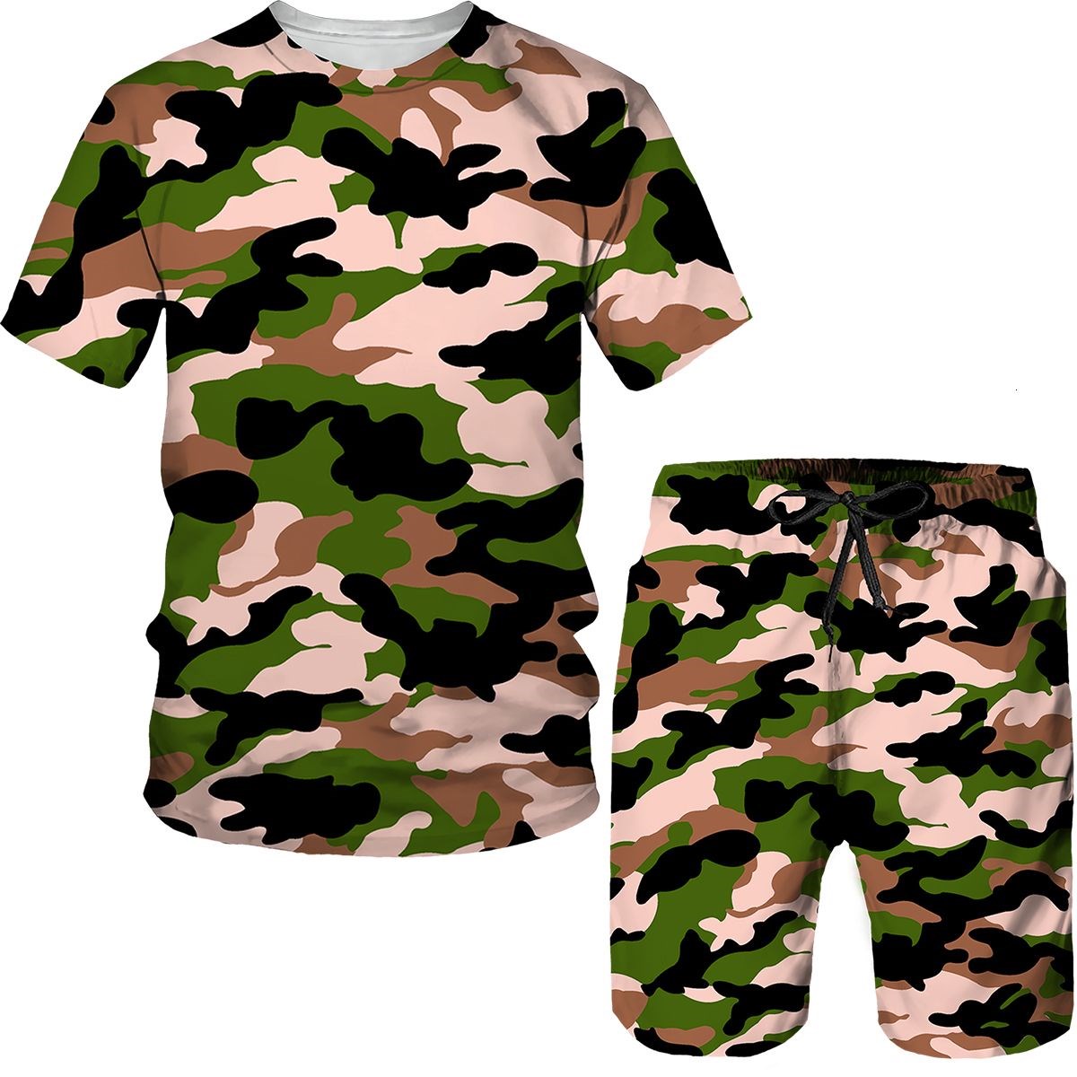 Conjuntos de Camuflagem Mascul - Street Fashion Tshirt avaliação e preço